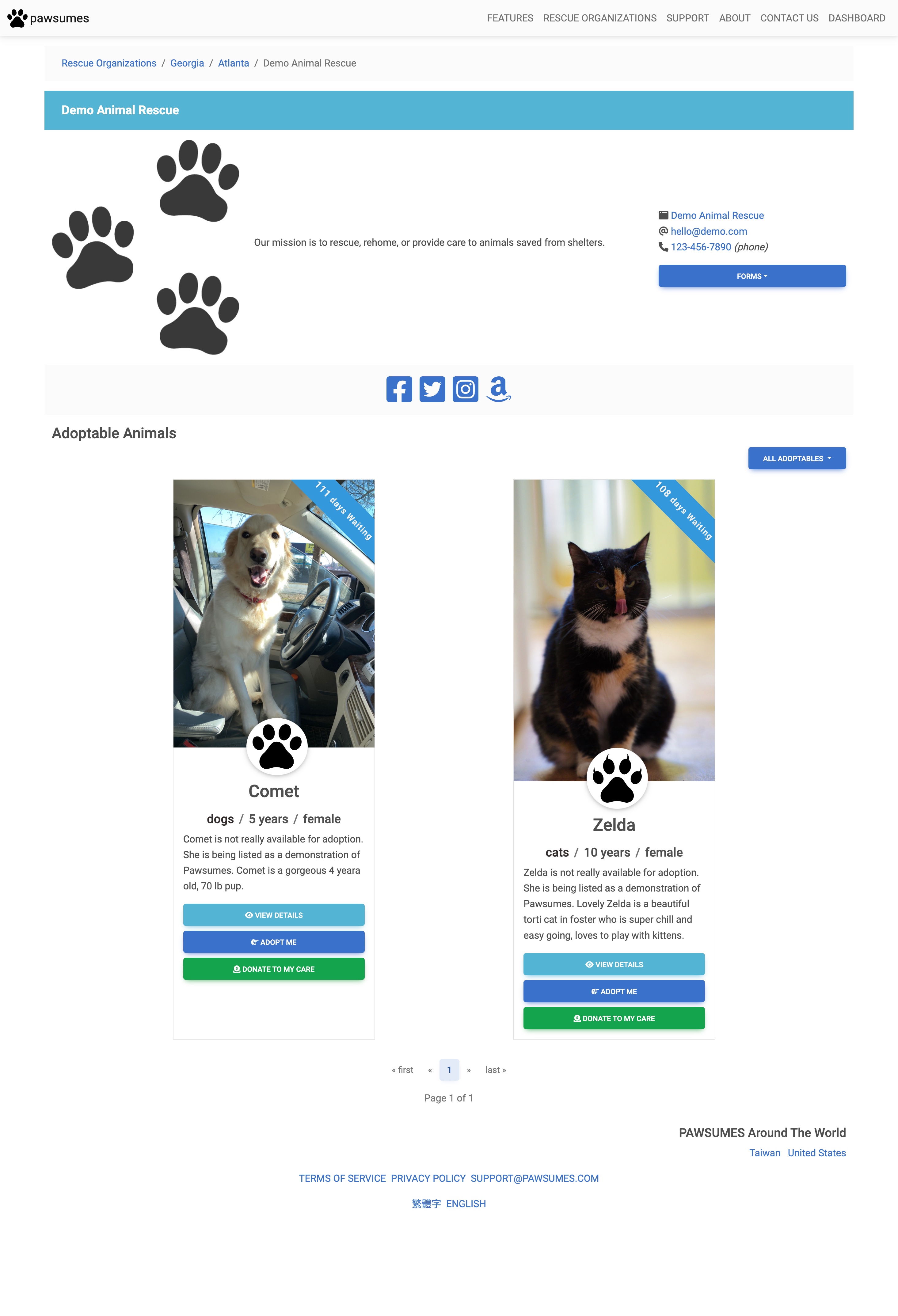 Template 1 - Rescue Organization Landing Page